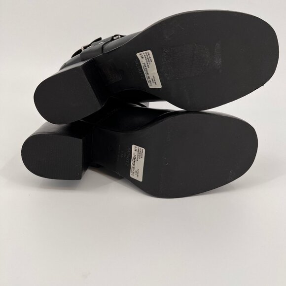 Schutz Kiara Block Heel Boots Size 8.5B Black Leather Square Toe Slip On - Picture 5 of 16